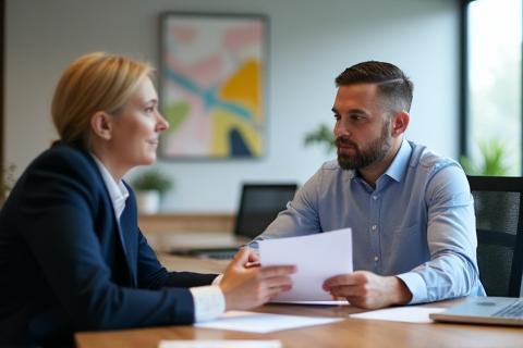 Consultant discussing aviation strategy with client